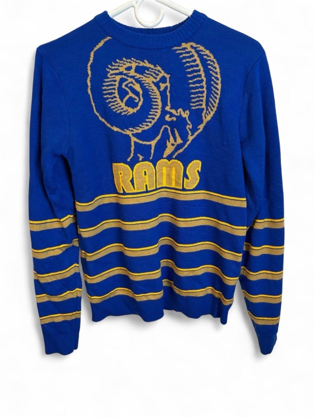 NFL Royal Blue and Gold Rams Knit Crewneck Sweater